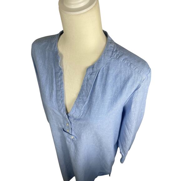 Vineyard Vines Linen Blend Button Front Midi Cover-Up Dress Blue Size Medium - Picture 4 of 12